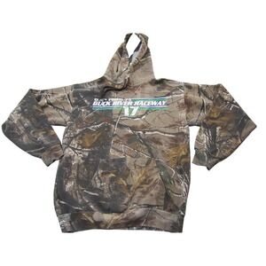 Russell Outdoors Hoodie Mens Medium Camo Duck River Raceway Racing Fleece Top